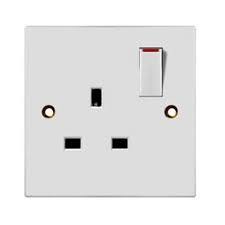 A&BT Plain White 13 Amps Socket