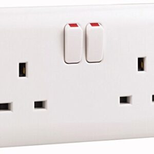 Plain White 13 Amps Double Socket