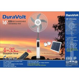 Duravolt 16"solar rechargeable fan